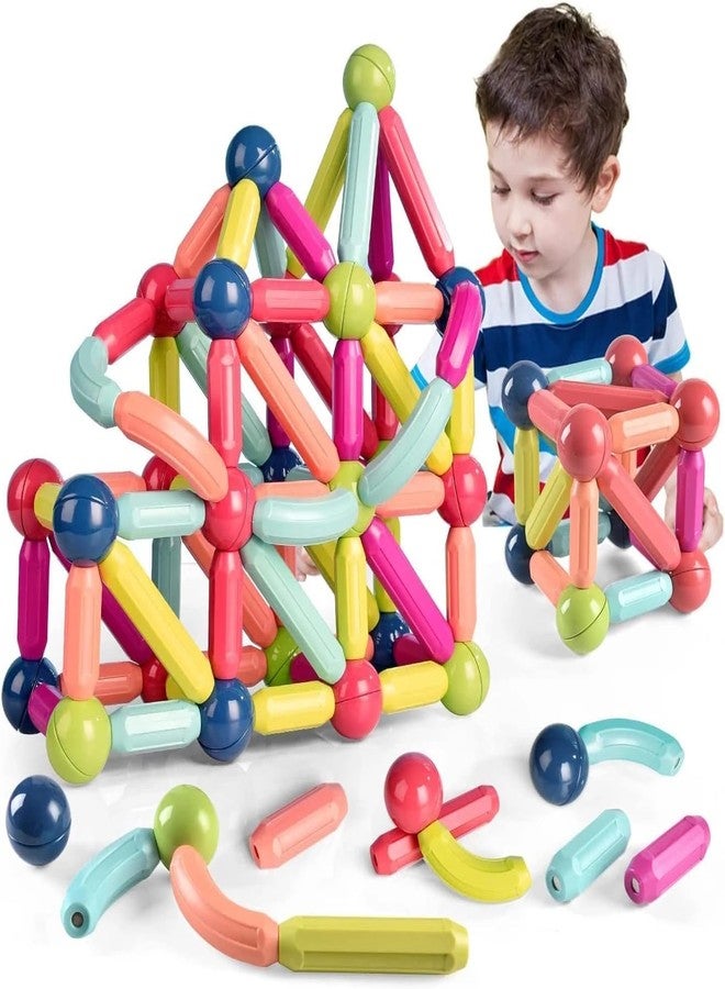 FUNLOT 64PCS Magnetic Toy Set,Magnetic Balls and Rods Building Blocks Set,Magnet Building Sticks Set,Vibrant Colors,Magnetic Stick Stacking,Stacking Toys for Boys and Girls - Image 2